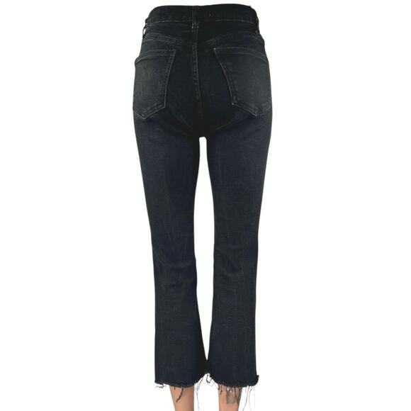 Zara Women's Black High Rise Raw Hem Flared Bootcut Cropped Denim Jeans Size 2 - Picture 3 of 4